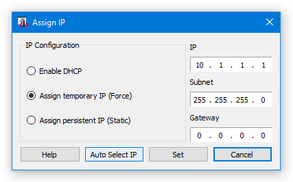 Assigning a Temporary IP Address to a Camera